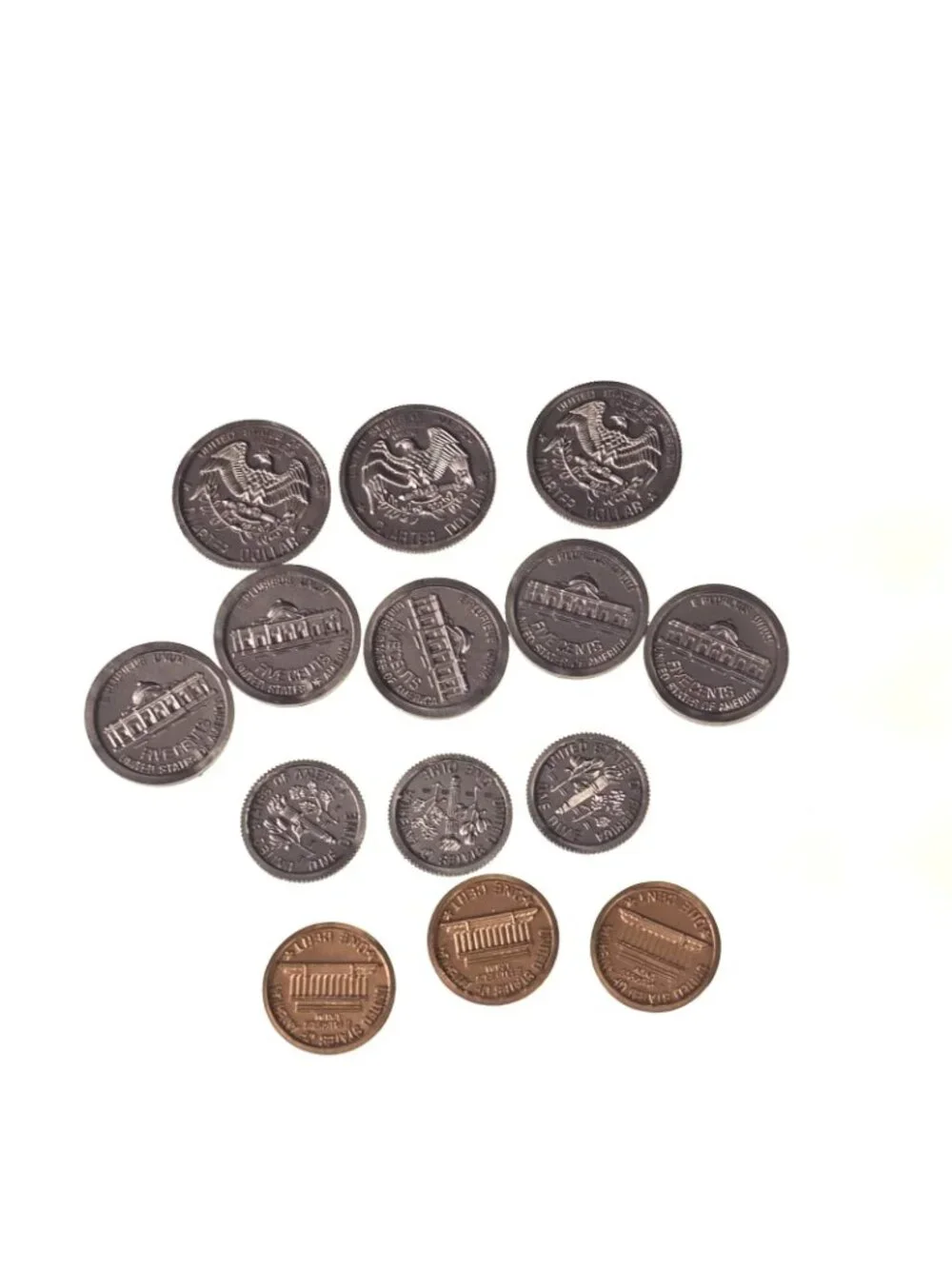 14 Vintage School Money Monopoly Coins Playtime Plastic
